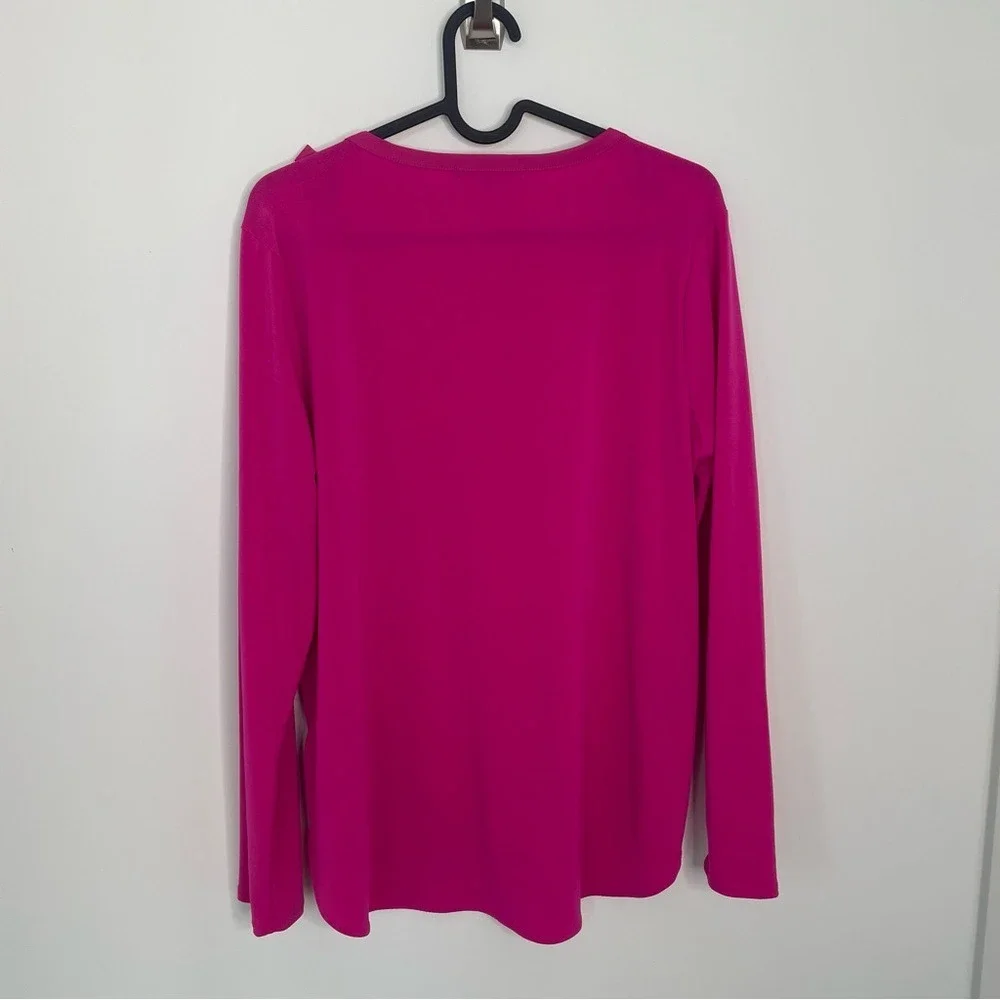 Banana Republic Blouse Bow Shoulder Long Sleeve Magenta Pink Medium - Picture 5 of 5